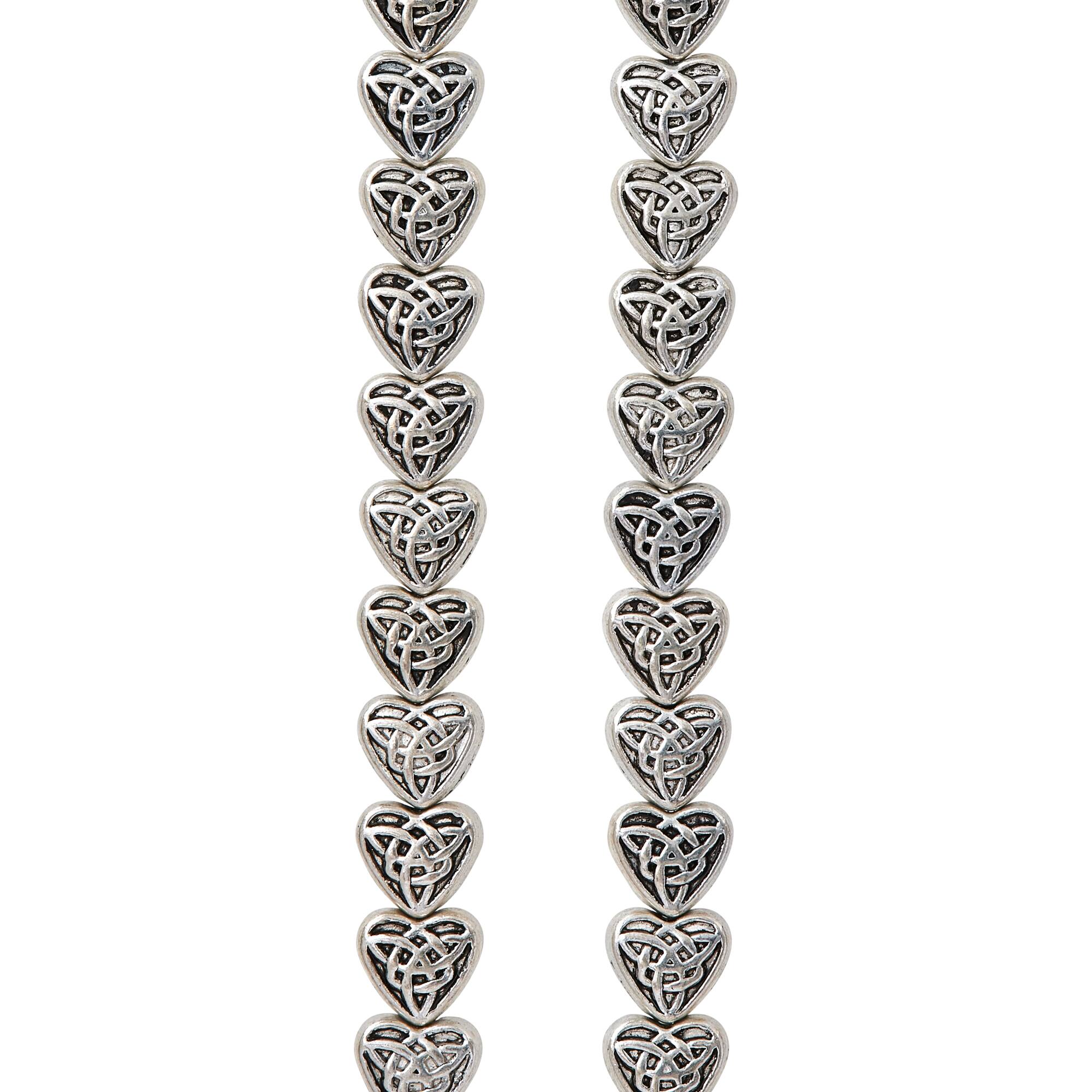 Antique Silver Carved Heart Beads, 8mm by Bead Landing™